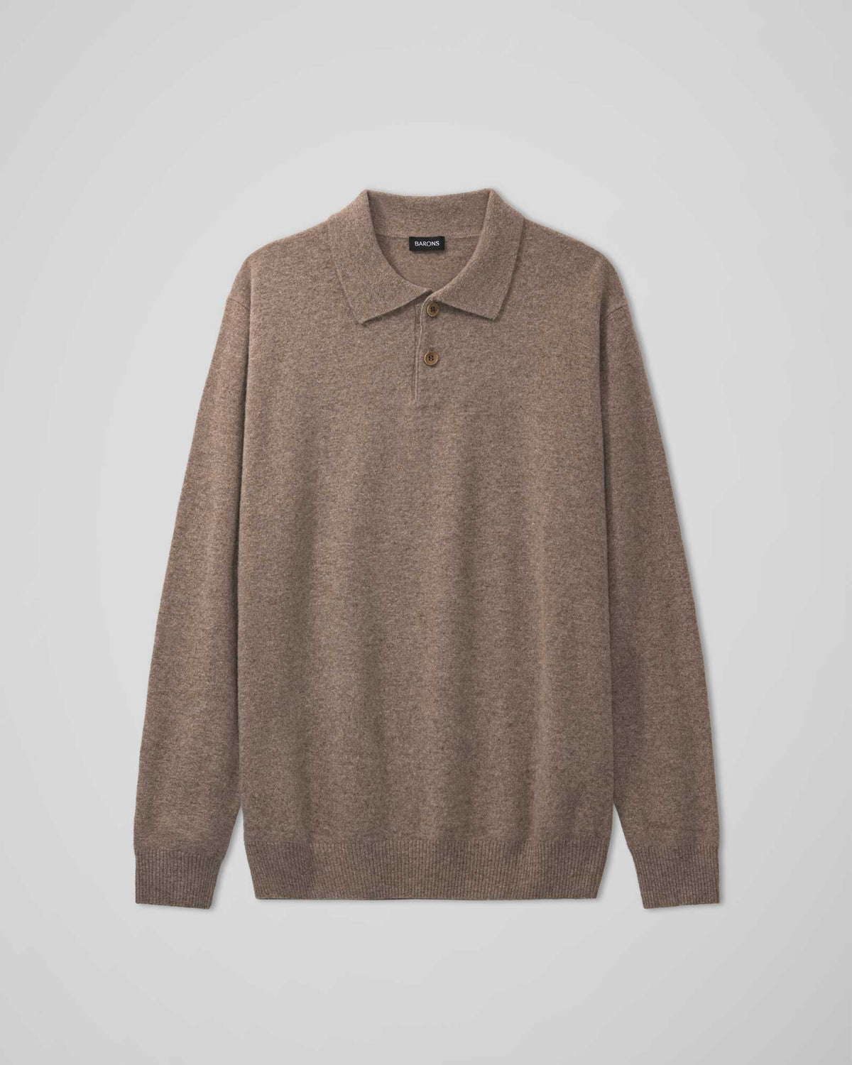 The Cashmere Long Sleeve Polo | Brown