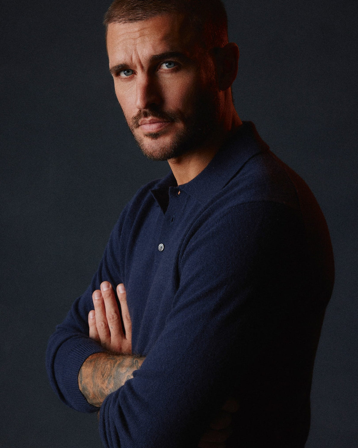 The Cashmere Long Sleeve Polo | Navy